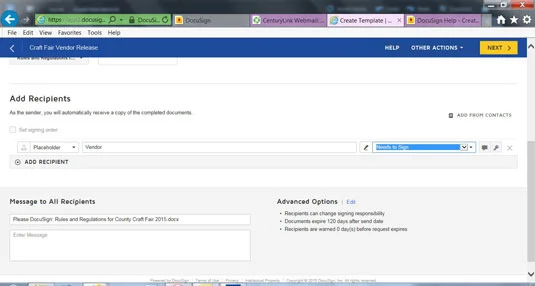 Ajouter des destinataires dans DocuSign