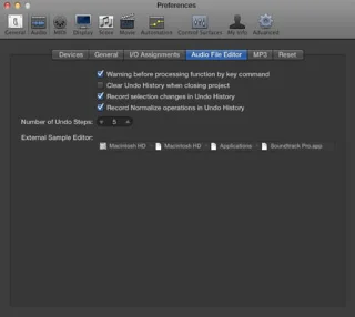 Audioeinstellungen in Logic Pro X