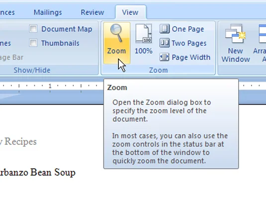 So passen Sie den Zoom in Word 2007 an