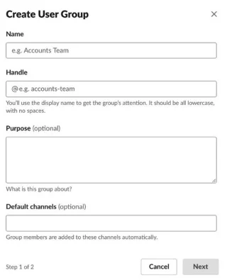 Como criar um grupo de usuários do Slack
