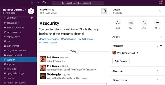 Os diferentes tipos de canais Slack