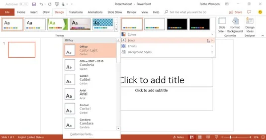 Trabalhando com Temas do Office 2019