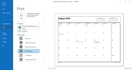 So drucken Sie Ihren Outlook-Kalender