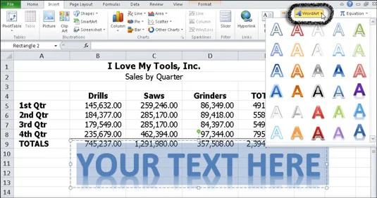 Wie man WordArt in Excel 2010 einfügt und formatiert