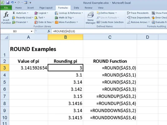 Redondeo de números en Excel 2010 con REDONDEAR, REDONDEAR y REDONDEAR