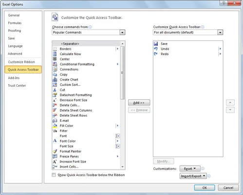 Comment personnaliser la barre d'outils d'accès rapide Excel 2010