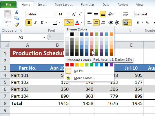 Cómo aplicar colores de relleno, patrones y degradados a celdas en Excel 2010