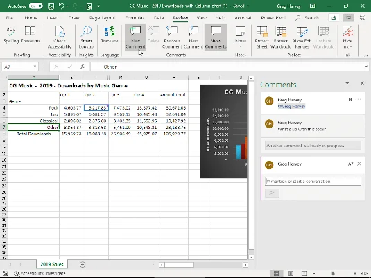 Recursos de notas e compartilhamento de arquivos na atualização do Excel 2016