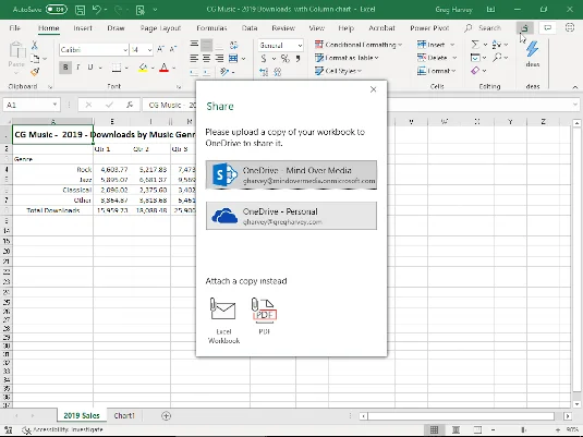 Recursos de notas e compartilhamento de arquivos na atualização do Excel 2016
