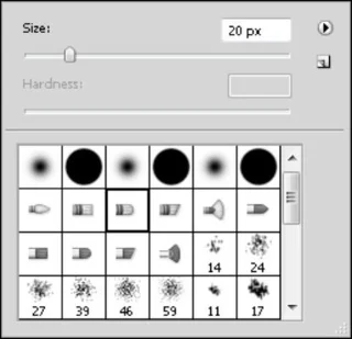 Changer le pinceau dans le panneau Outils de Photoshop CS5