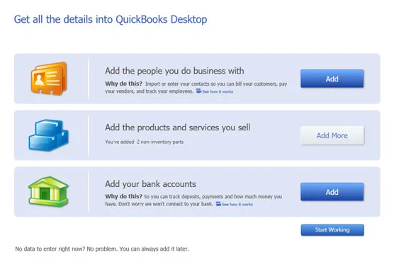 Como usar a configuração expressa no QuickBooks 2020