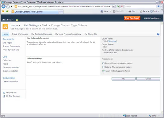 Titelspalte in benutzerdefinierten Listen von SharePoint 2010