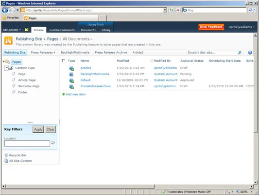 Folksonomias em sites do SharePoint 2010
