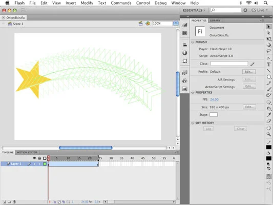 Ajudantes de animação do Flash CS5: Onion Skin e Edit Multiple Frames