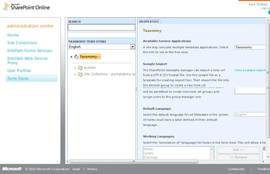 SharePoint Online-Termspeicher