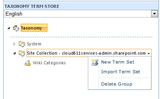 Importieren einer neuen benutzerdefinierten Taxonomie in den SharePoint Online Term Store