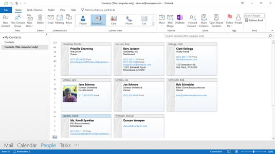 So zeigen Sie Kontakte in Microsoft Outlook 2019 an
