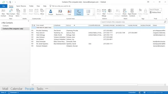 So zeigen Sie Kontakte in Microsoft Outlook 2019 an