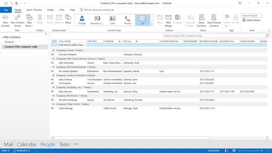So zeigen Sie Kontakte in Microsoft Outlook 2019 an
