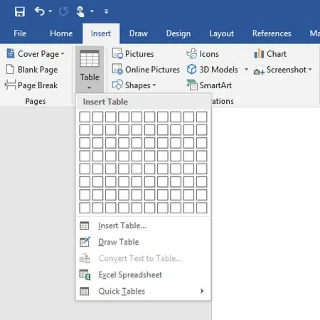 Erstellen und Formatieren von Tabellen in Word 2019