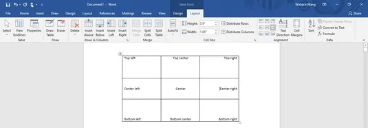 Erstellen und Formatieren von Tabellen in Word 2019