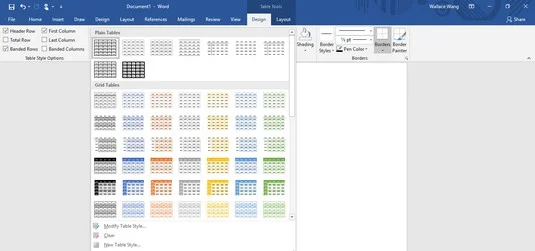 Erstellen und Formatieren von Tabellen in Word 2019