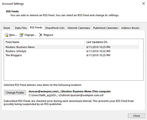Como configurar um feed RSS no Microsoft Outlook 2019