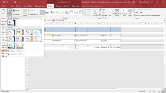 Access Report Design: Anwenden von Designs und bedingter Formatierung in Access 2019