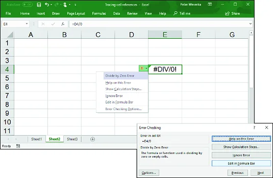 Erkennen und Korrigieren von Fehlern in Excel 2019-Formeln