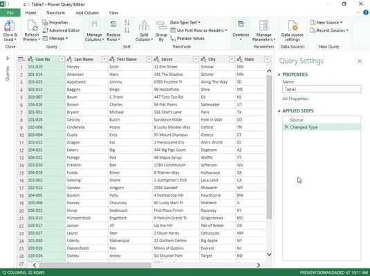 Transformieren einer Datenabfrage im Power Query-Editor in Excel 2019