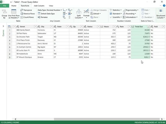 Transformieren einer Datenabfrage im Power Query-Editor in Excel 2019