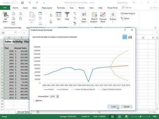 So erstellen Sie Prognosearbeitsblätter in Excel 2019