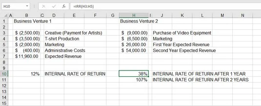 Medindo seus internos com a função IRR do Excel