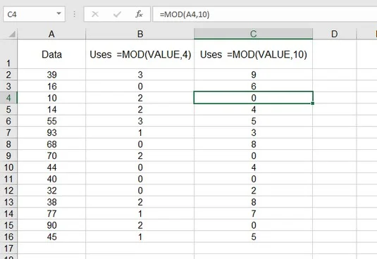 So verwenden Sie die Excel MOD-Funktion