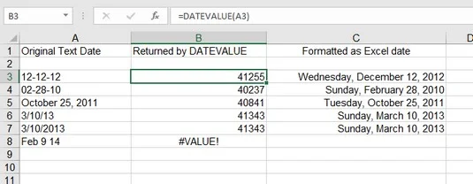 So konvertieren Sie ein Datum aus Text mit der DATEVALUE-Funktion von Excel