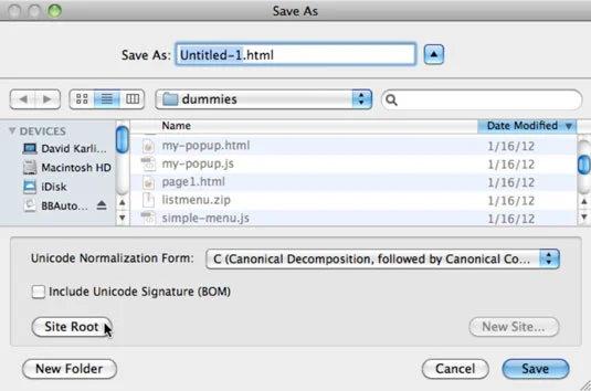 Salvar páginas da web no Dreamweaver como arquivos HTML