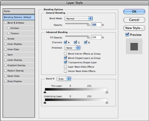 Como trabalhar com as opções de mesclagem avançadas no Photoshop CS6