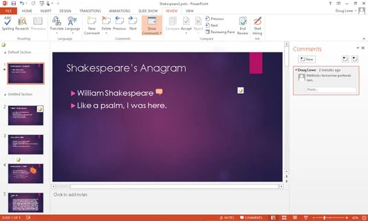 Como adicionar comentários a uma apresentação do PowerPoint 2013