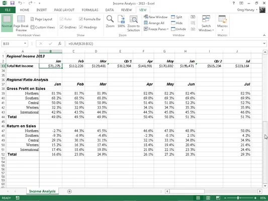 So fixieren Sie Bereiche in Excel 2013