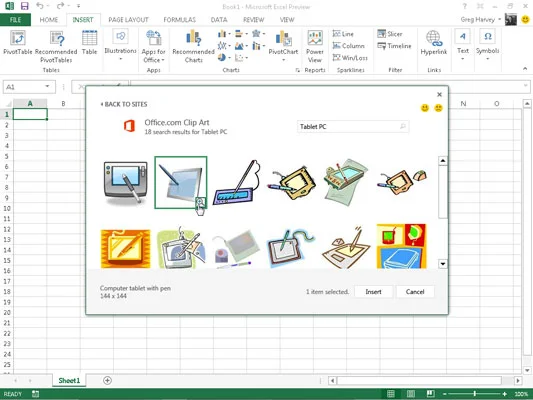 Como inserir imagens de clipart no Excel 2013