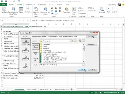 Como adicionar hiperlinks a uma planilha do Excel 2013