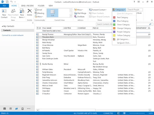 Como usar o recurso de categorias do Outlook 2013