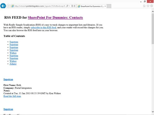 Ver RSS Feeds no SharePoint