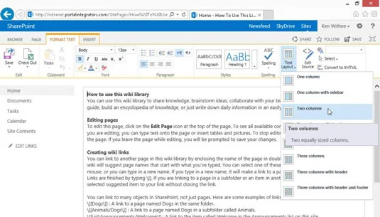 So erstellen Sie eine neue Wiki-Inhaltsseite in SharePoint