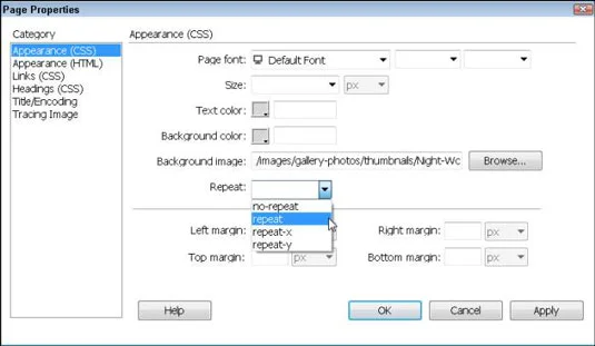 Comment insérer une image d'arrière-plan dans Dreamweaver