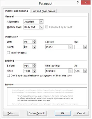 So rücken Sie einen Absatz in Word 2013 ein