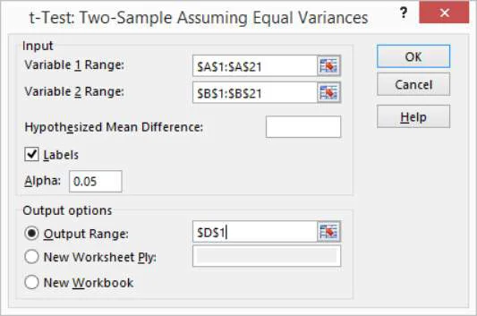 Como usar a ferramenta de análise de dados de teste t no Excel