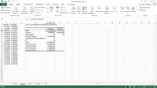 Como usar a ferramenta de análise de dados de teste t no Excel