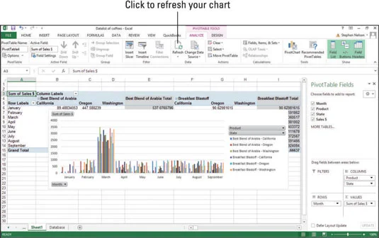 O que você pode fazer com o gráfico dinâmico do Excel?