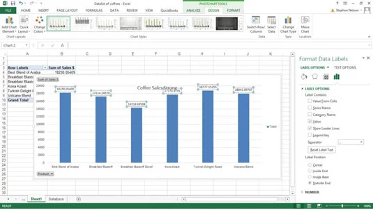 Personnalisation des étiquettes de données dans Excel
